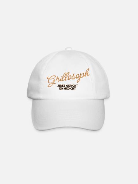 Grillosoph – Jedes Gericht ein Gedicht - Baseballkappe - Weiß/Weiß
