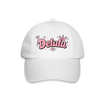 Delulu – Pink Gen Z Statement - Baseballkappe - Weiß/Weiß - Vorne