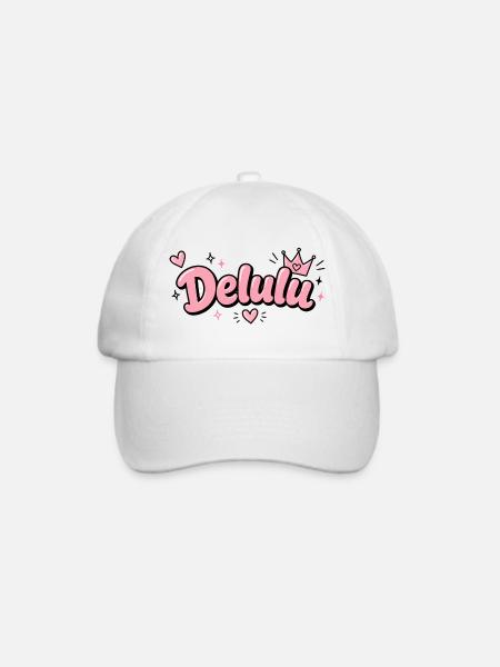 Delulu – Pink Gen Z Statement - Baseballkappe - Weiß/Weiß