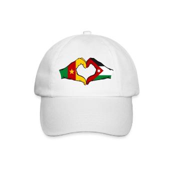 Kamerun Jordanien Flagge Hände Herzforn - Baseballkappe - Weiß/Weiß - Vorne