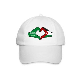 Saudi Arabien Jordanien Flagge Hände Herzform - Baseballkappe - Weiß/Weiß - Vorne