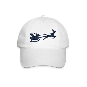 Blauer Tartan-Santa-Schlitten-Silhouette - Baseballkappe - Weiß/Weiß - Vorne