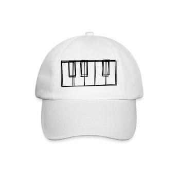 Klaviertasten handgezeichnet - Baseballkappe - Weiß/Weiß - Vorne