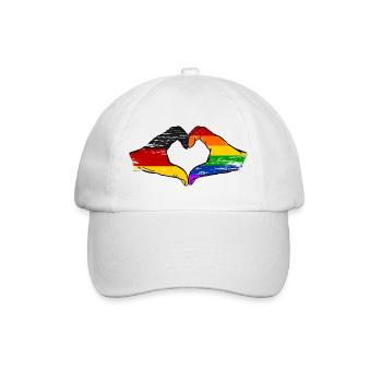 Deutschland Regenbogen Flagge Hände Herzform used - Baseballkappe - Weiß/Weiß - Vorne