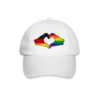 Deutschland Regenbogen Flagge Hände Herzform - Baseballkappe - Weiß/Weiß - Vorne