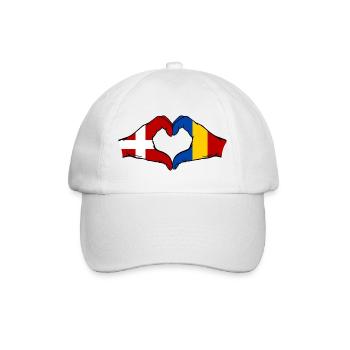 Rumänien Dänemark Flagge Hände Herzform - Baseballkappe - Weiß/Weiß - Vorne