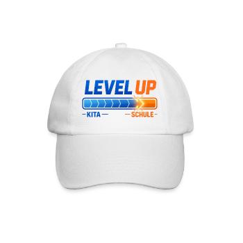Level Up Kita Schule Einschulung Schulkind Spruch - Baseballkappe - Weiß/Weiß - Vorne