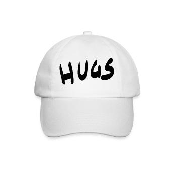 HUGS Brush Schrift – Herzliche Grüße - Baseballkappe - Weiß/Weiß - Vorne