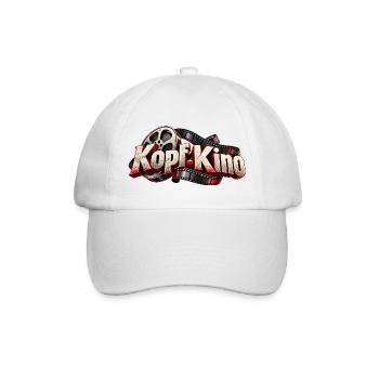 Kopf Kino Filmlogo mit Reel - Baseballkappe - Weiß/Weiß - Vorne