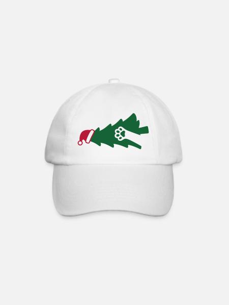 Katze Weihnachtsbaum Grafik - Baseballkappe - Weiß/Weiß