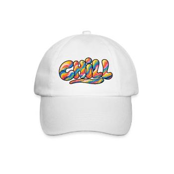 Chill Regenbogen Schriftzug - Baseballkappe - Weiß/Weiß - Vorne