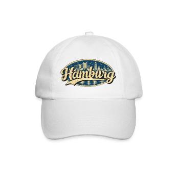 Hamburg Vintage Stadtmotiv - Baseballkappe - Weiß/Weiß - Vorne