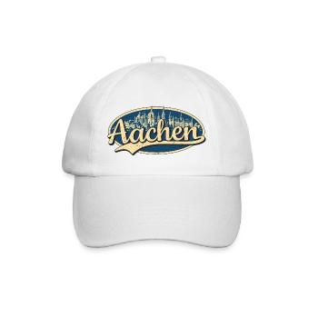 Aachen Vintage Stadtmotiv - Baseballkappe - Weiß/Weiß - Vorne
