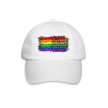 Regenbogenfrieden Liebe Vielfalt - Baseballkappe - Weiß/Weiß - Vorne