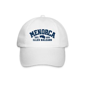Menorca - Insel - Mittelmeer - Spanien - Balearen - Baseballkappe - Weiß/Weiß - Vorne