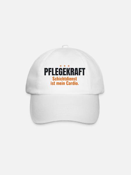 Pflegekraft Shirt – Schichtdienst ist mein Cardio - Baseballkappe - Weiß/Weiß