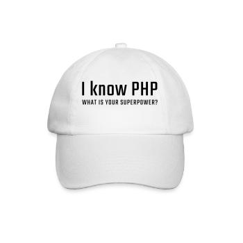 Ich kenne PHP - Baseballkappe - Weiß/Weiß - Vorne