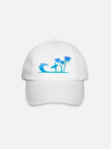 Surfer am Meer - Baseballkappe - Weiß/Weiß