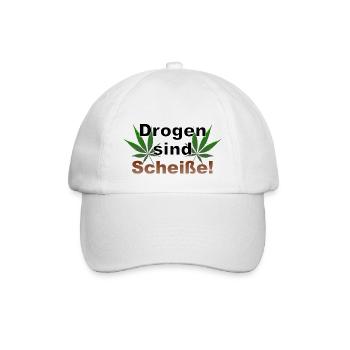 Drogen sind Scheiße Cannabis Hanf Gras Ganja kiffe - Baseballkappe - Weiß/Weiß - Vorne