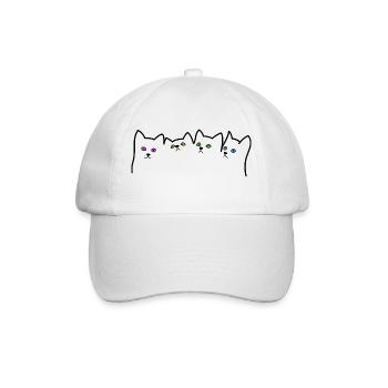Katzen Kätzchen Cats Katzenaugen - Baseballkappe - Weiß/Weiß - Vorne