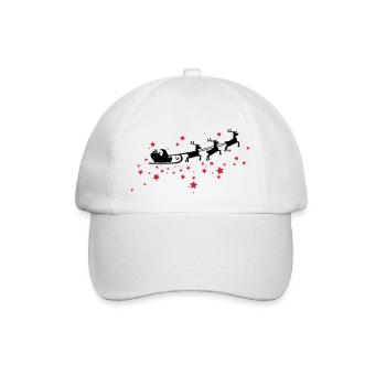 Christkind mit Schlitten am Sternenhimmel - Baseballkappe - Weiß/Weiß - Vorne