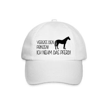 Pferdesprüche - vergiss den prinzen - Baseballkappe - Weiß/Weiß - Vorne