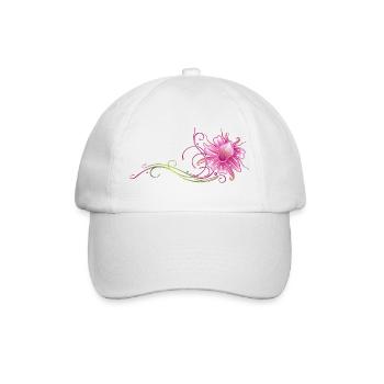 Bunte Orchidee, Ranke in pink und grün - Baseballkappe - Weiß/Weiß - Vorne