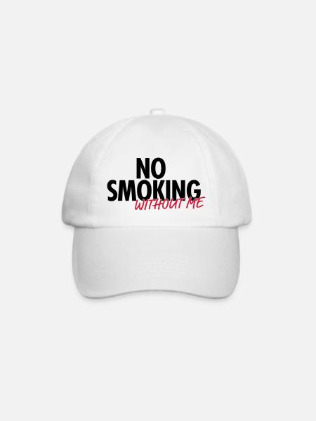 no smoking without me - Baseballkappe - Weiß/Weiß