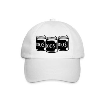 Drei 100 Dollar - Baseballkappe - Weiß/Weiß - Vorne
