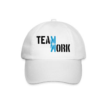 Blau Teamwork Schatten gespiegelt Logo Design Crew - Baseballkappe - Weiß/Weiß - Vorne