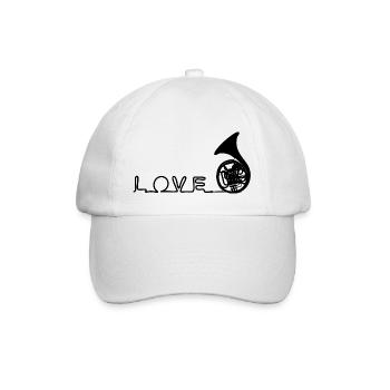 Horn Liebe * Love Horn * Waldhorn * I love music - Baseballkappe - Weiß/Weiß - Vorne