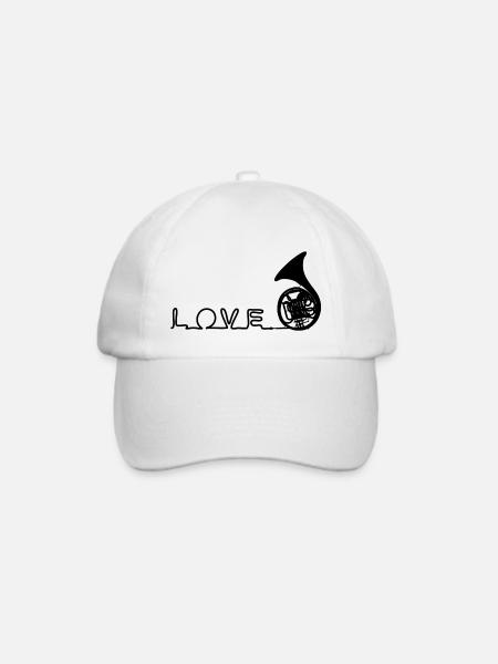 Horn Liebe * Love Horn * Waldhorn * I love music - Baseballkappe - Weiß/Weiß