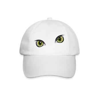 realistische grüne Katzenaugen - Baseballkappe - Weiß/Weiß - Vorne