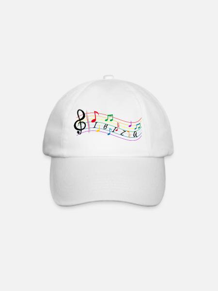 Noten ibiza - Noten für Musik - Kook Art - Baseballkappe - Weiß/Weiß