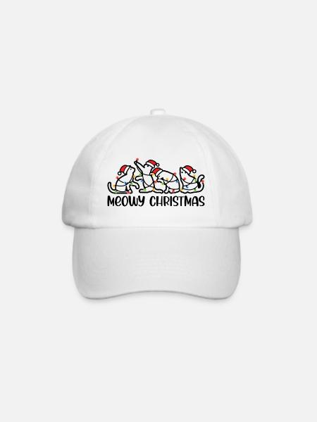 Meowy Weihnachten Lustige Weihnachten Katzenliebhaber Weihnachten - Baseballkappe - Weiß/Weiß