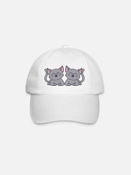 Süße graue Katzen Kätzchen Katzenbesitzerin Katze - Baseballkappe - Weiß/Weiß