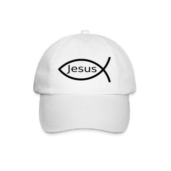  Jesusfisch schwarz Ichthys Jesus Fisch  - Baseballkappe - Weiß/Weiß - Vorne