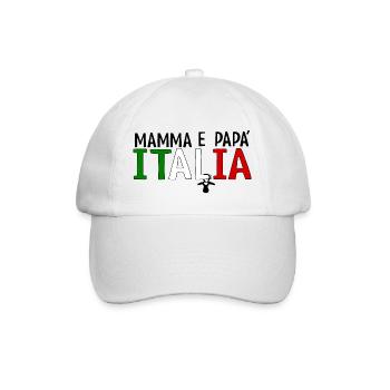 Mamma e papa Italia - Baseballkappe - Weiß/Weiß - Vorne