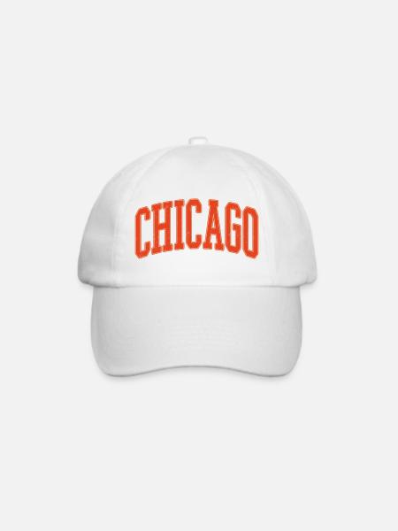 Chicago Arc Text in Orange 3D - Baseballkappe - Weiß/Weiß