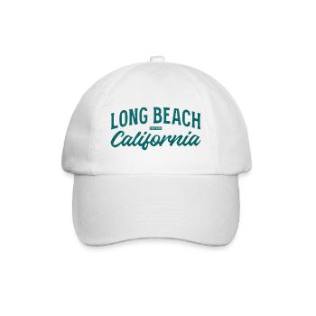Long Beach California Vintage Script - Baseballkappe - Weiß/Weiß - Vorne