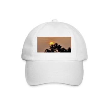 Silhouette Palmen bei Sonnenuntergang - Baseballkappe - Weiß/Weiß - Vorne