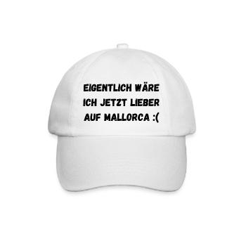 Partyspruch für Malle, Karneval ect. - Kostümidee - Baseballkappe - Weiß/Weiß - Vorne