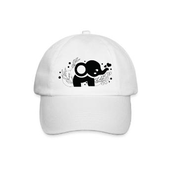Elefant schwarz und weiß - Baseballkappe - Weiß/Weiß - Vorne