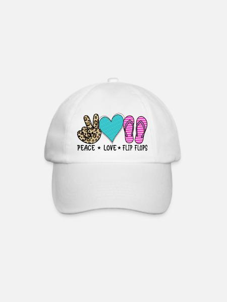 Peace Love - Baseballkappe - Weiß/Weiß