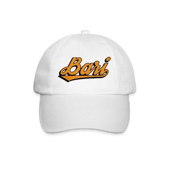 Bari Script: Orange Retro Logo - Baseballkappe - Weiß/Weiß - Vorne