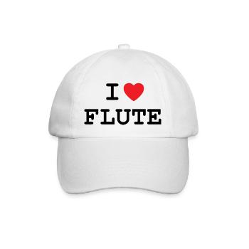 Ich liebe Flöte / Flöten - Baseballkappe - Weiß/Weiß - Vorne