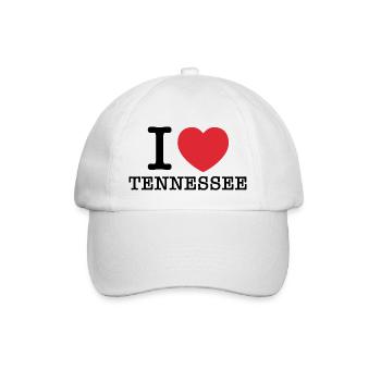 Ich liebe Tennessee | Tennessee | I Herz Tennessee - Baseballkappe - Weiß/Weiß - Vorne
