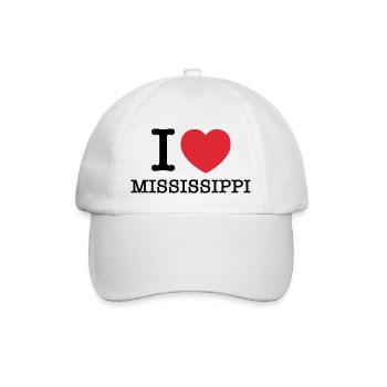 Ich liebe Mississippi | I Heart Mississippi - Baseballkappe - Weiß/Weiß - Vorne