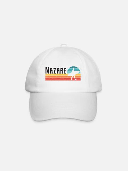Nazare Portugal Surfer Retro Vintage - Baseballkappe - Weiß/Weiß