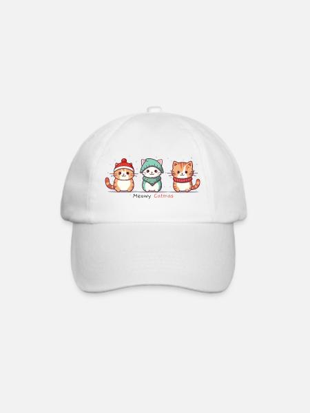 Meowy Catmas Lustige Katzen Weihnachten - Baseballkappe - Weiß/Weiß
